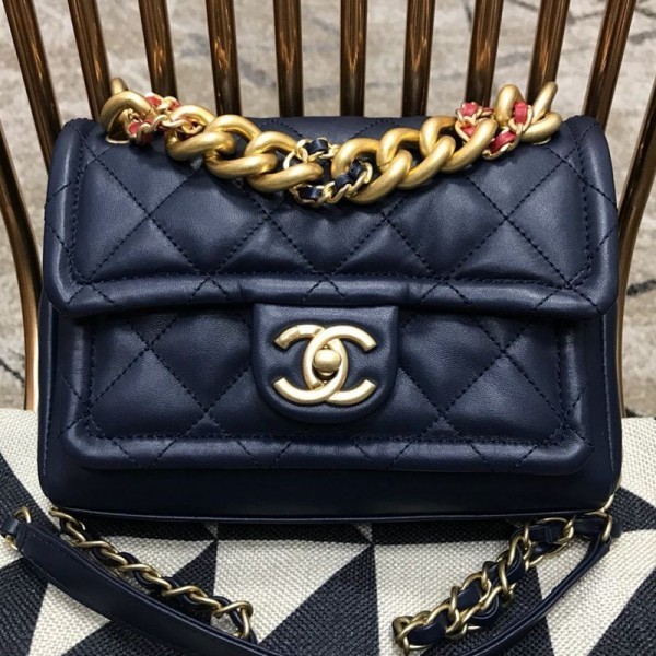 AAA Imitation Chanel Quilted Lambskin Small Flap Bag AS0936 Blue 2019 Collection AQ03559