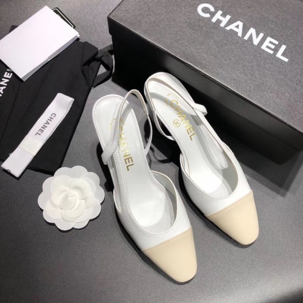 AAA Replica Chanel Heel 6.5cm Slingbacks G31318 White/Ivory 2019 AQ01311
