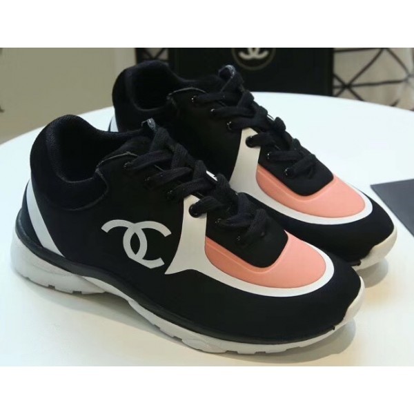 AAA Replica Chanel Lycra Sneakers G34765 Black/Nude Pink 2019 AQ03239