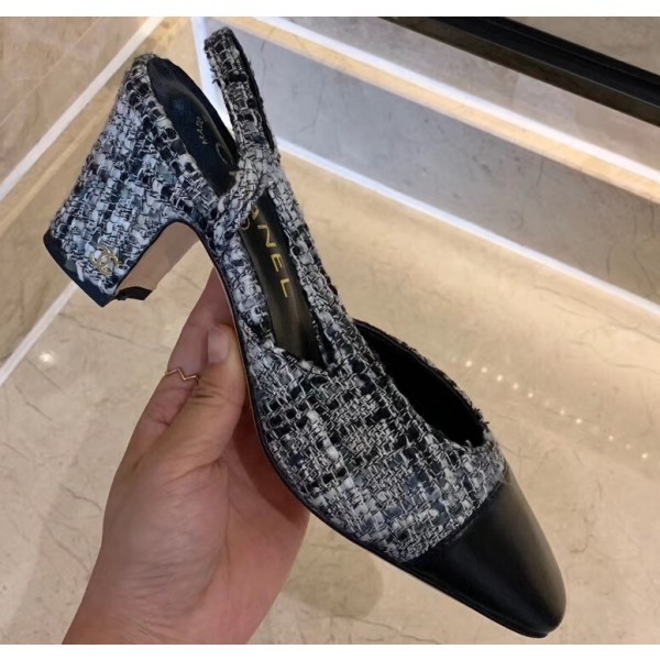 AAAAA Chanel Heel 6.5cm Slingbacks G31318 Tweed 08 2020 AQ01865