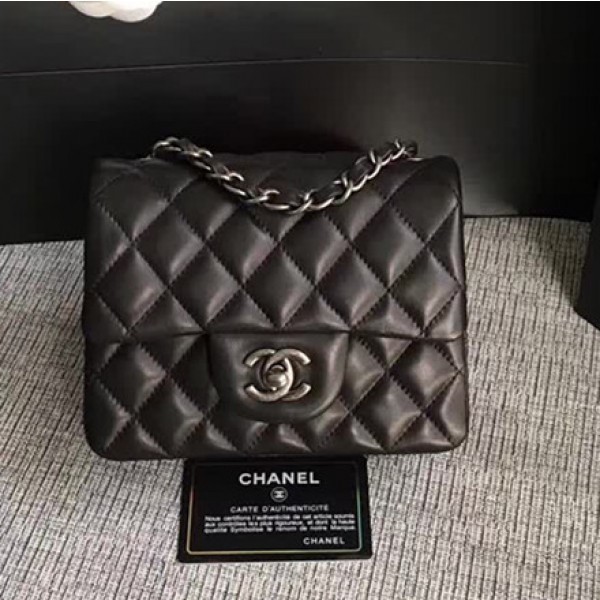 Best Replica Chanel Classic Flap Mini Bag A1115 in Lambskin Leather Black with Vintage Silver Hardware AQ03124