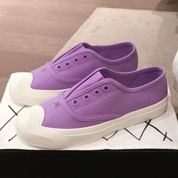 Chanel Vintage Canvas Slip-on Sneakers Purple 2020 Collection AQ02708