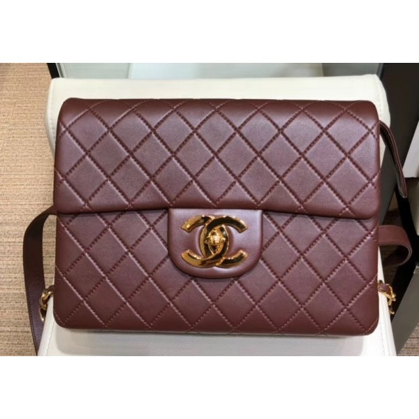 Chanel Vintage Flap Backpack Bag Burgundy 2019 AQ02267