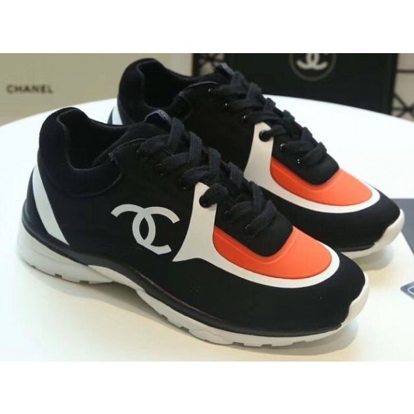 Imitation 1:1 Chanel Lycra Sneakers G34765 Black/Orange 2019 AQ04323