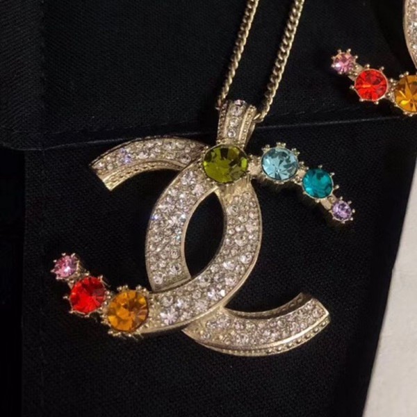 Replica Chanel Colorful Stone Charms CC Pendant Necklace 2019 Collection AQ03725