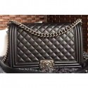 AAA 1:1 Chanel Lambskin Boy Flap New Medium Bag Black/Silver AQ03713