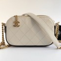AAA 1:1 Chanel Quilted Calfskin Button Side Camera Case Bag A57574 White 2019 Collection AQ02680