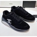 AAA 1:1 Chanel Terry-cloth & Goatskin Classic Sneaker Black 02 2020 Collection AQ01557