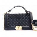 AAA Chanel Boy Medium Flap Bag with Top Handle Black 2019 AQ03068