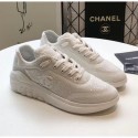 AAA Chanel CC Logo Sequins & Leather Sneakers G35936 White 2020 Collection AQ01707