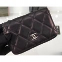 AAA Chanel Lambskin Classic Zipped Card Holder A69271 Black/Silver AQ02886