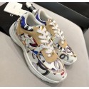 AAA Chanel Multicolor Print Fabric & Calfskin Sneaker Beige/White 2020 Collection AQ02310