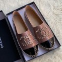 AAA Chanel Patent Leather Crystal CC Espadrilles Dark Pink 2019 Collection AQ01258