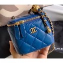 AAA Chanel Pearl on Chain Small Classic Box with Chain Bag AP1447 Blue 2020 AQ03937