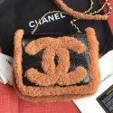 AAA Chanel Shearling Sheepskin and Vintage Leather Flap Bag AS0321 Black/Brown 2019 Collection AQ03423