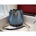 AAA Imitation Chanel drawstring bag Calfskin & Gold-Tone Metal AS0537 blue AQ00642