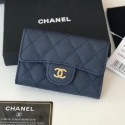 AAA Knockoff Chanel Grained Leather Classic Card Holder AP0214 Navy Blue 2019 Collection AQ02980