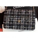 AAA Replica Chanel Cotton Tweed Classic Wallet On Chain WOC Bag A33814 Black 2019 AQ00505
