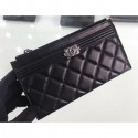 AAA Replica Chanel Lambskin Boy Pouch Clutch Bag A84478 Black/Silver AQ00877