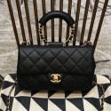 AAA Replica Chanel Quilted Lambskin Medium Flap Bag with Ring Top Handle AS1358 Black 2020 Collection AQ01584
