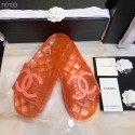 AAAAA Chanel CC Logo Transparent PVC Shower Shoes Mules Slipper Sandals Orange 2019 AQ00959