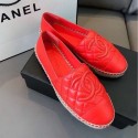 AAAAA Chanel Quilted Calfskin Flat Espadrilles G29762 Bright Red 2020 Collection AQ03416