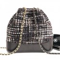 AAAAA Chanel Tweed Drawstring Gabrielle Small Backpack A94485 Black/White 2019 Collection AQ00591