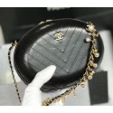 Best Chanel Calfskin Chevron Evening Bag With Pearls Chain Black 2019 AQ04069