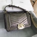 Best Chanel Metallic Crumpled Calfskin Small Boy Chanel Bag A67085 2018(Gold-Tone Metal) Collection AQ02727