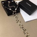 Best Quality Chanel Glass Pearl Y Necklace with CHANEL Logo Pendant AB2500 2019 Collection AQ01694