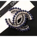 Chanel Beads CC Brooch A58082 Silver/Blue/Black 2018 AQ00853