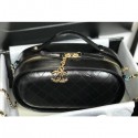 Chanel Calfskin Quilted Color Patchwork Oval Tote Bag Black 2019 AQ02646