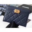 Chanel Caviar Leather Boy Card Holder A84431 Navy Blue AQ01765