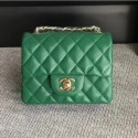 Chanel Classic Flap Mini Bag A1115 in Caviar Leather Green with Golden Hardware AQ01746