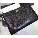 Chanel Crocodile Embossed Printed Leather Reissue 2.55 Pouch Clutch Large Bag A82726 Black 2019 AQ02630