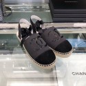 Chanel Fabric Slingback Lace-up Espadrilles Dark Gray 2019 Collection AQ01224