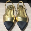 Chanel Lambskin and Satin Slingbacks G35261 Metallic Gold/Black 2020 AQ02563