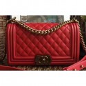 Chanel Lambskin Boy Flap Medium Bag Red/Gold AQ02168