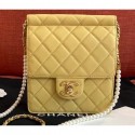 Chanel Lambskin with Imitation Pearls Mini Flap Bag AS0580 Yellow 2019 AQ01240