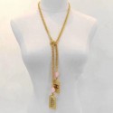 Chanel Metal Tags Pendants Long Necklace AB3075 Gold 2020 Collection AQ02750