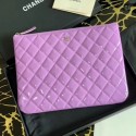 Chanel Quilted Patent Leather Medium Pouch Purple 2020 Collection AQ03661
