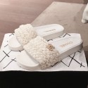 Chanel Tweed Pearls Flat Mule Slide Sandals G35696 White 2020 Collection AQ02764