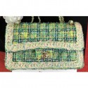 Fake Chanel Tweed Braided Classic Flap Medium Bag Light Green 2019 AQ01772