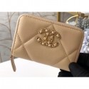 Fake Imitation Chanel 19 Leather Zipped Coin Purse AP0949 Beige 2020 AQ04218