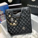 Fashion Chanel Aged Calfskin Small Shopping Bag With Charm AS1431 Black 2020 Collection AQ02387