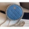 Imitation Chanel Chain Around Round Clutch with Chain AP0739 Denim Light Blue 2019 AQ01151