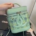 Imitation Chanel Tweed CC Logo Vanity Case Bucket Bag AS0323 Green 2019 Collection AQ04309