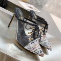 Imitation Cheap Chanel Tweed Transparent Lace-up High-Heel Mules Multicolor 2019 Collection AQ02326