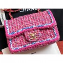 Knockoff Chanel Tweed Braided Classic Flap Small Bag Fuchsia 2019 AQ01874