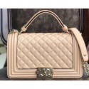 Replica Chanel Boy Medium Flap Bag with Top Handle Beige 2019 AQ01481